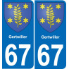 67 Gertwiller autocollant sticker plaque immatriculation auto ville