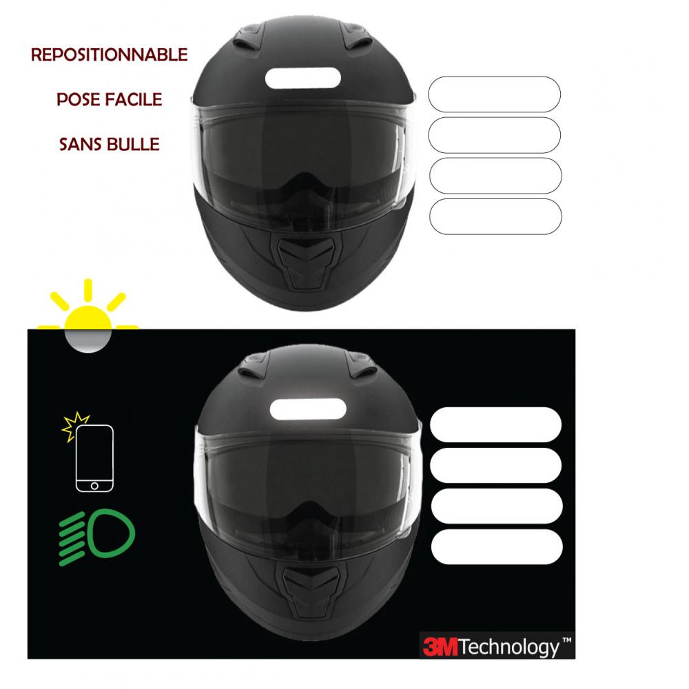 Lot de 4 Sticker Bandes rétro-réfléchissante Autocollant Casque Rectangle arrond - Imagen 10 de 14