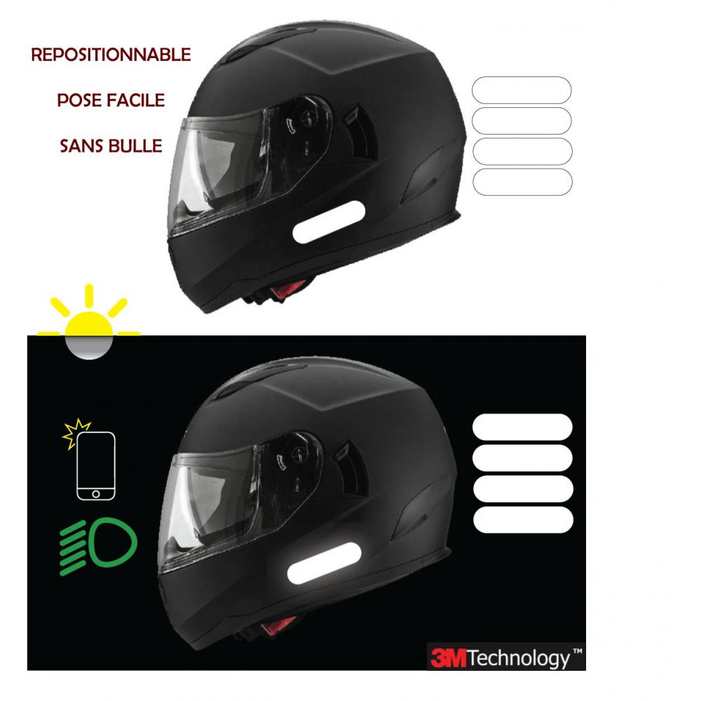 Lot de 4 Sticker Bandes rétro-réfléchissante Autocollant Casque Rectangle arrond - Imagen 11 de 14