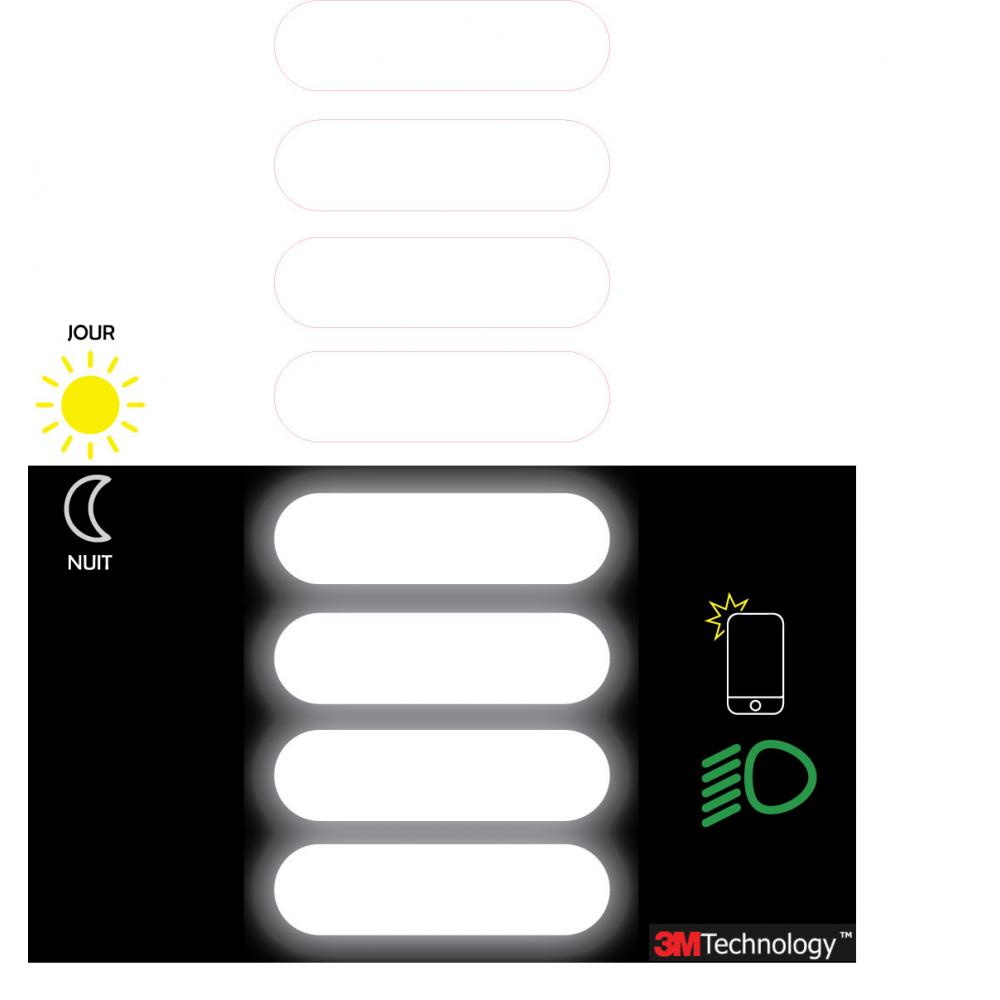 Lot de 4 Sticker Bandes rétro-réfléchissante Autocollant Casque Rectangle arrond - Imagen 13 de 14