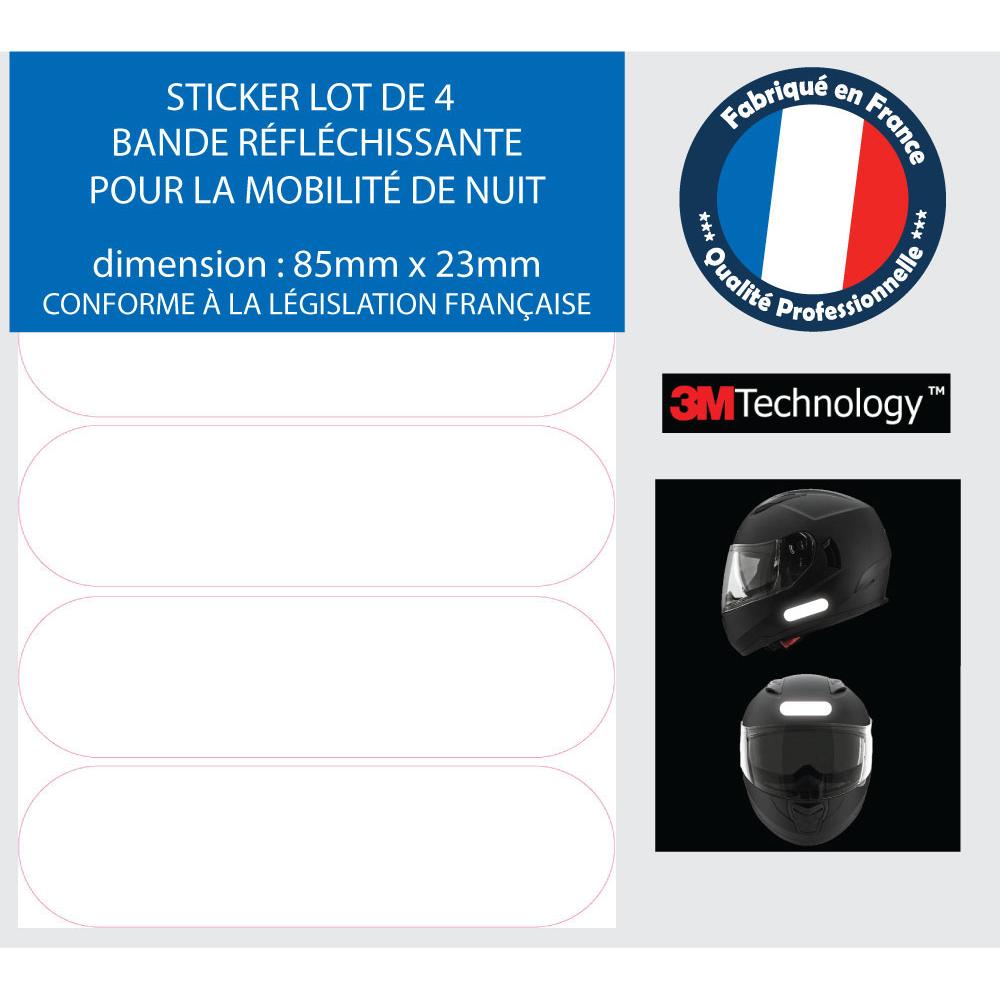 Lot de 4 Sticker Bandes rétro-réfléchissante Autocollant Casque Rectangle arrond - Imagen 14 de 14
