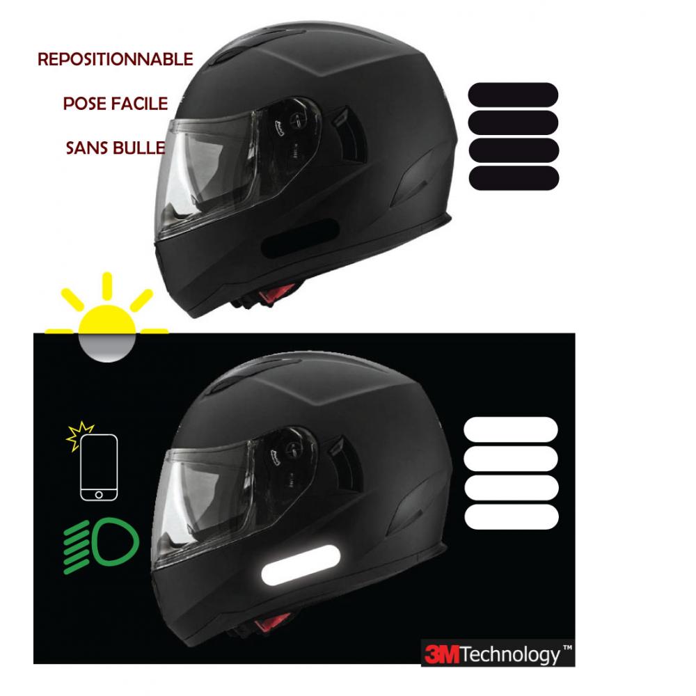 Lot de 4 Sticker Bandes rétro-réfléchissante Autocollant Casque Rectangle arrond - Imagen 3 de 14