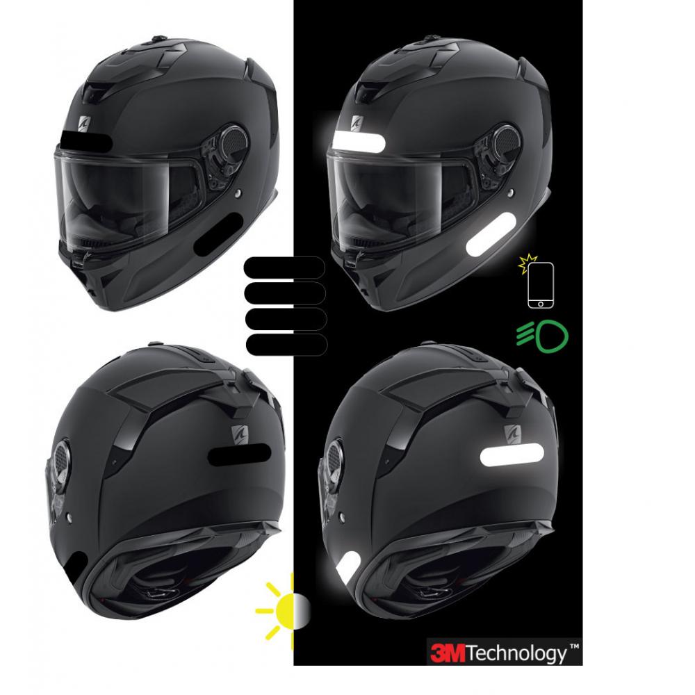 Lot de 4 Sticker Bandes rétro-réfléchissante Autocollant Casque Rectangle arrond - Imagen 6 de 14