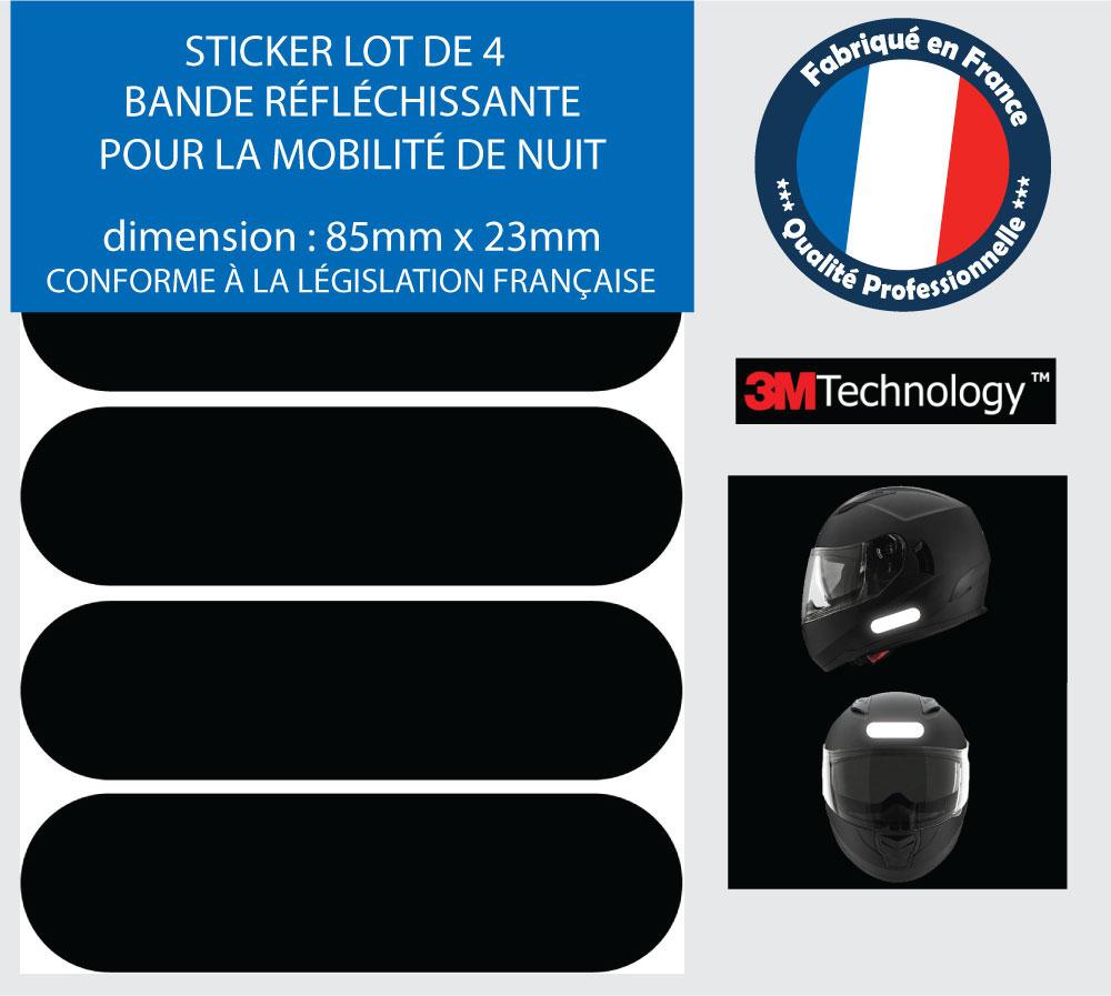 Autocollant Sticker Lot de 4 Bande rétro-réfléchissante Ovale Casque Moto 4  Band