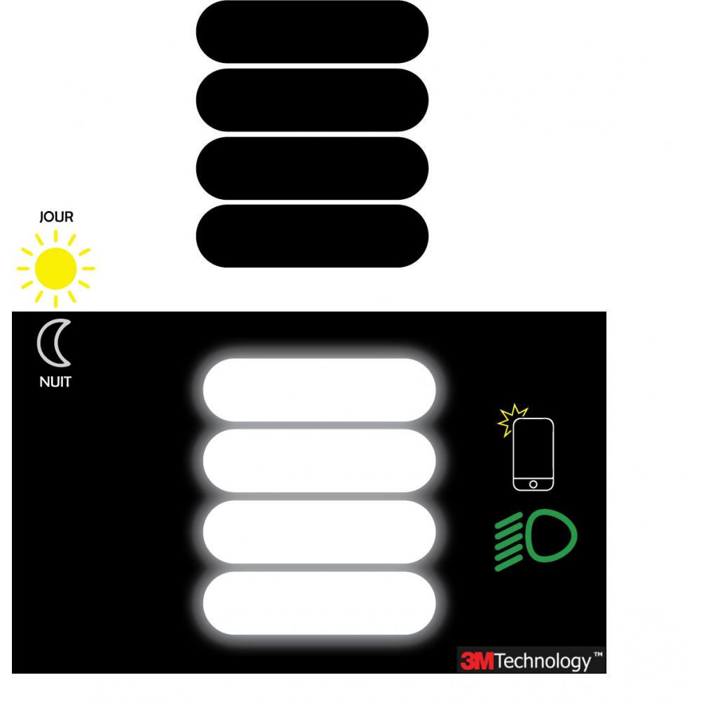 Lot de 4 Sticker Bandes rétro-réfléchissante Autocollant Casque Rectangle arrond - Imagen 7 de 14