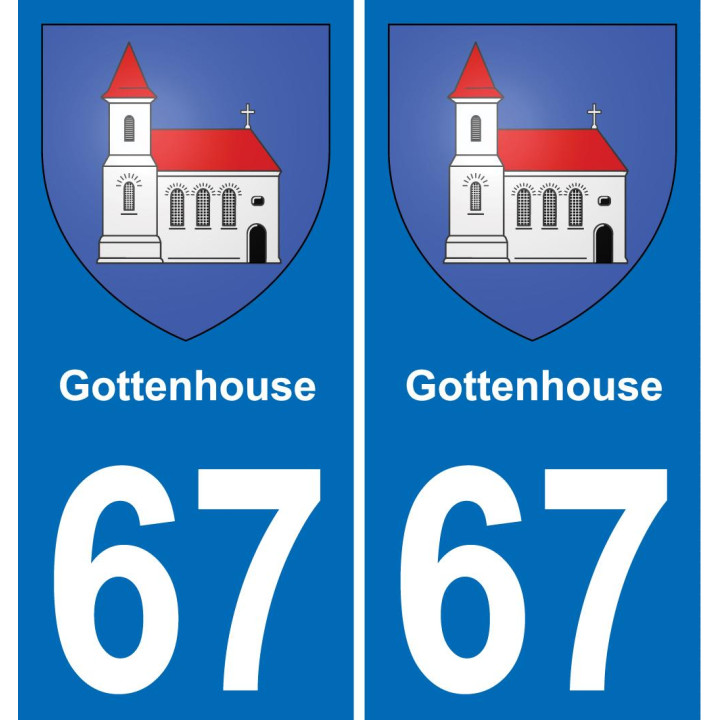 67 Gottenhouse autocollant sticker plaque immatriculation auto ville