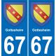 67 Gottesheim autocollant sticker plaque immatriculation auto ville