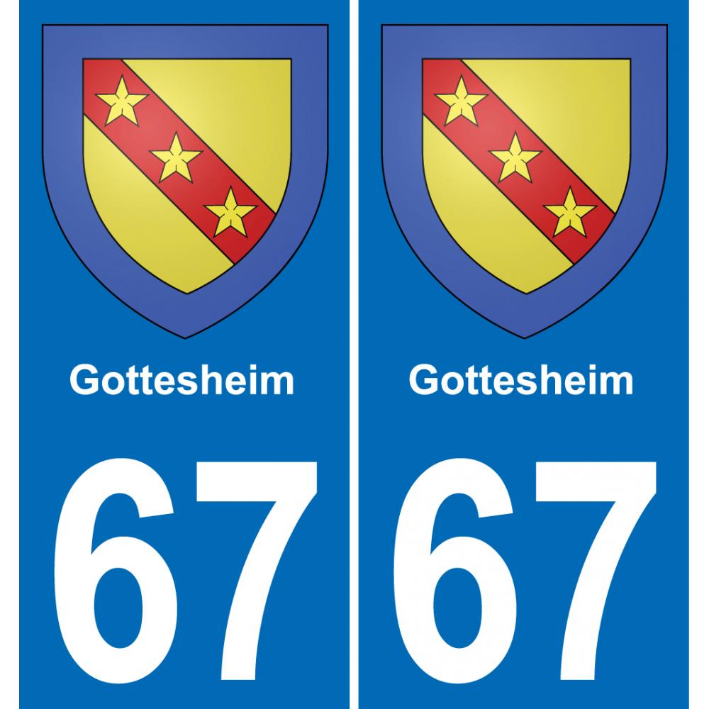 67 Gottesheim autocollant sticker plaque immatriculation auto ville