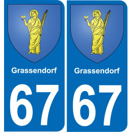 67 Grassendorf autocollant sticker plaque immatriculation auto ville