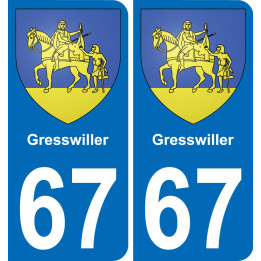 67 Gresswiller autocollant sticker plaque immatriculation auto ville