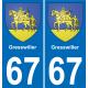67 Gresswiller autocollant sticker plaque immatriculation auto ville