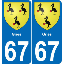 67 Gries autocollant sticker plaque immatriculation auto ville