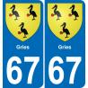 67 Gries sticker plate registration city