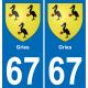 67 Gries sticker plate registration city