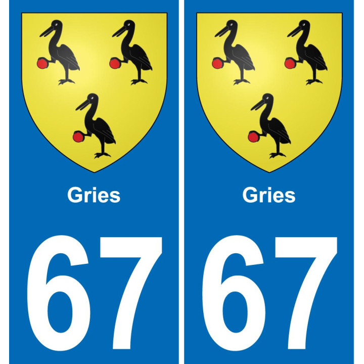 67 Gries autocollant sticker plaque immatriculation auto ville