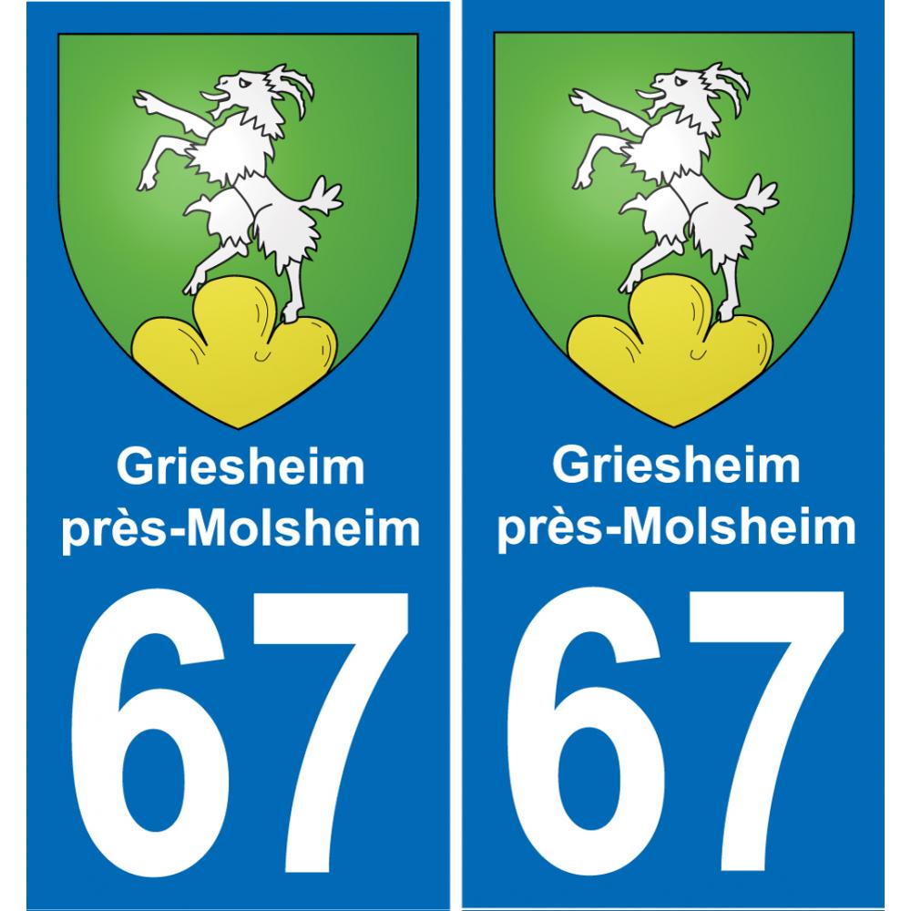 67 Griesheim-près-Molsheim autocollant sticker plaque immatriculation auto ville