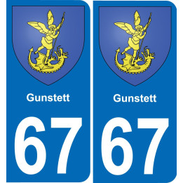 67 Gunstett autocollant sticker plaque immatriculation auto ville