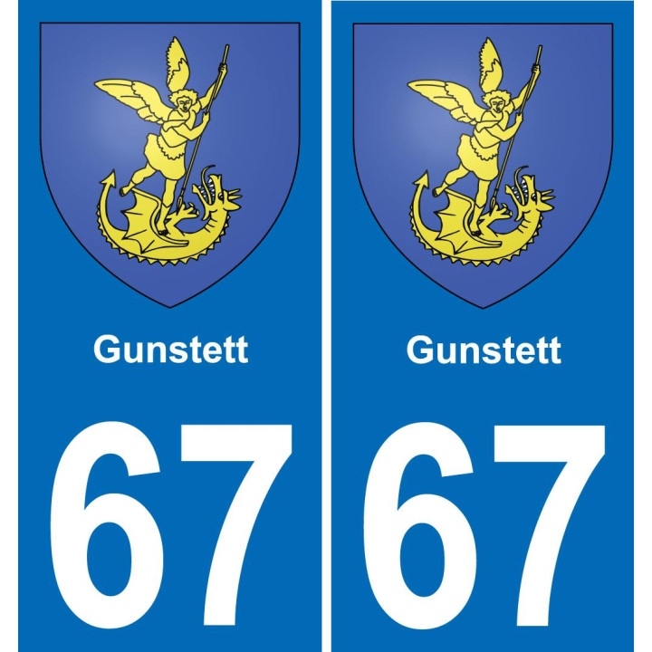 67 Gunstett autocollant sticker plaque immatriculation auto ville