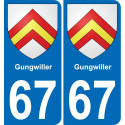 67 Gungwiller autocollant sticker plaque immatriculation auto ville