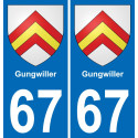 67 Gungwiller autocollant sticker plaque immatriculation auto ville