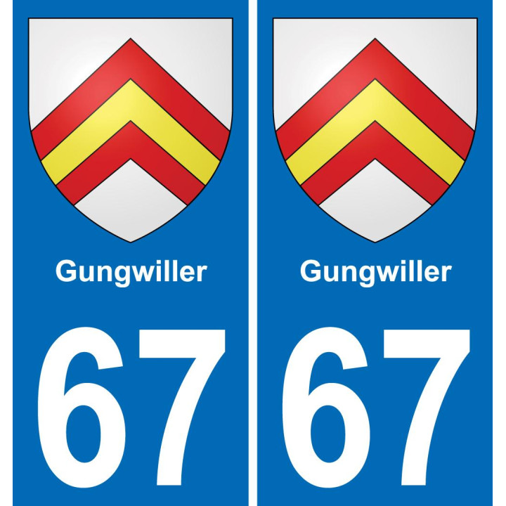 67 Gungwiller autocollant sticker plaque immatriculation auto ville