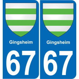 67 Gingsheim autocollant sticker plaque immatriculation auto ville