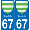 67 Gingsheim-aufkleber plakette ez stadt