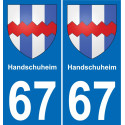67 Handschuheim placa etiqueta de registro de la ciudad