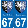 67 Harskirchen placa etiqueta de registro de la ciudad