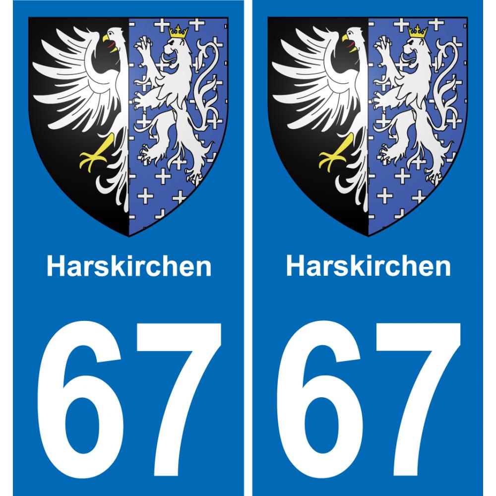 67 Harskirchen autocollant sticker plaque immatriculation auto ville