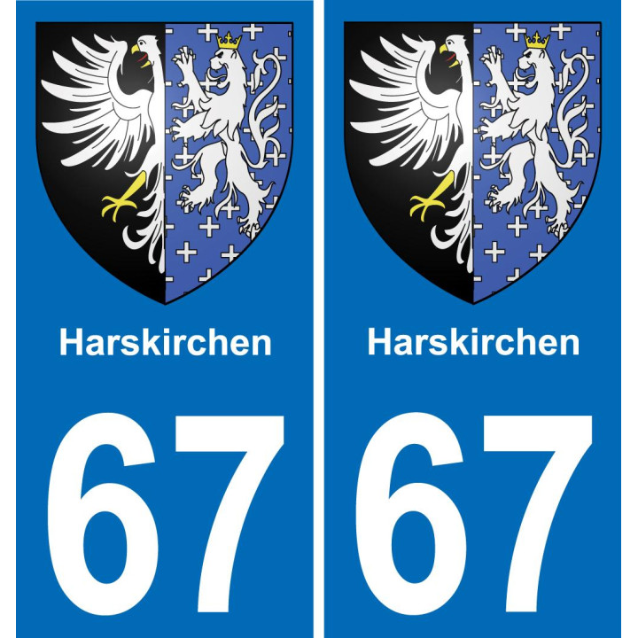 67 Harskirchen placa etiqueta de registro de la ciudad