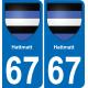 67 Hattmatt sticker plate registration city