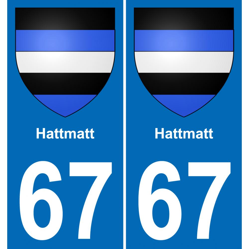 67 Hattmatt autocollant sticker plaque immatriculation auto ville