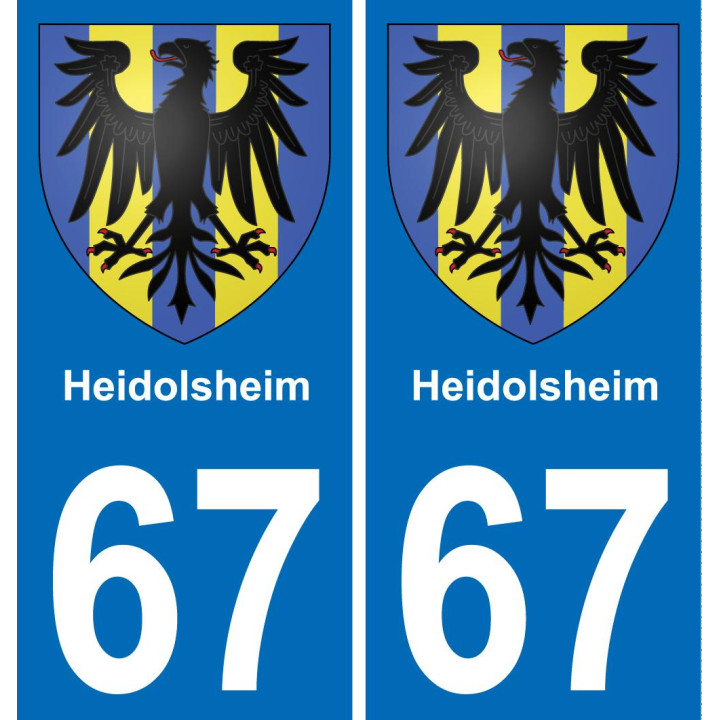 67 Heidolsheim placa etiqueta de registro de la ciudad