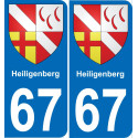 67 Heiligenberg autocollant sticker plaque immatriculation auto ville