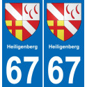 67 Heiligenberg autocollant sticker plaque immatriculation auto ville