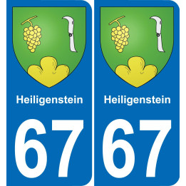 67 Heiligenstein autocollant sticker plaque immatriculation auto ville