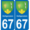 67 Heiligenstein autocollant sticker plaque immatriculation auto ville