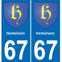 67 Herbsheim sticker plate registration city