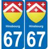 67 Hinsbourg-aufkleber plakette ez stadt