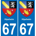 67 Hipsheim sticker plate registration city