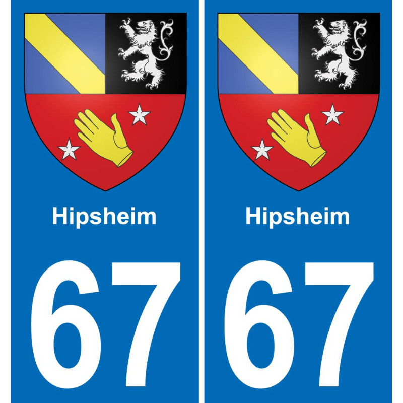 67 Hipsheim autocollant sticker plaque immatriculation auto ville