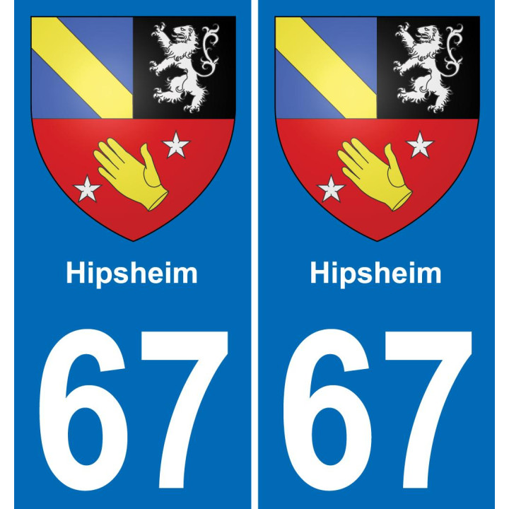 67 Hipsheim sticker plate registration city