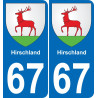 67 Hirschland placa etiqueta de registro de la ciudad