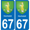 67 Hochstett placa etiqueta de registro de la ciudad