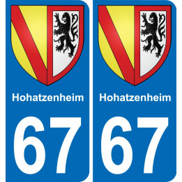 67 Hohatzenheim autocollant sticker plaque immatriculation auto ville