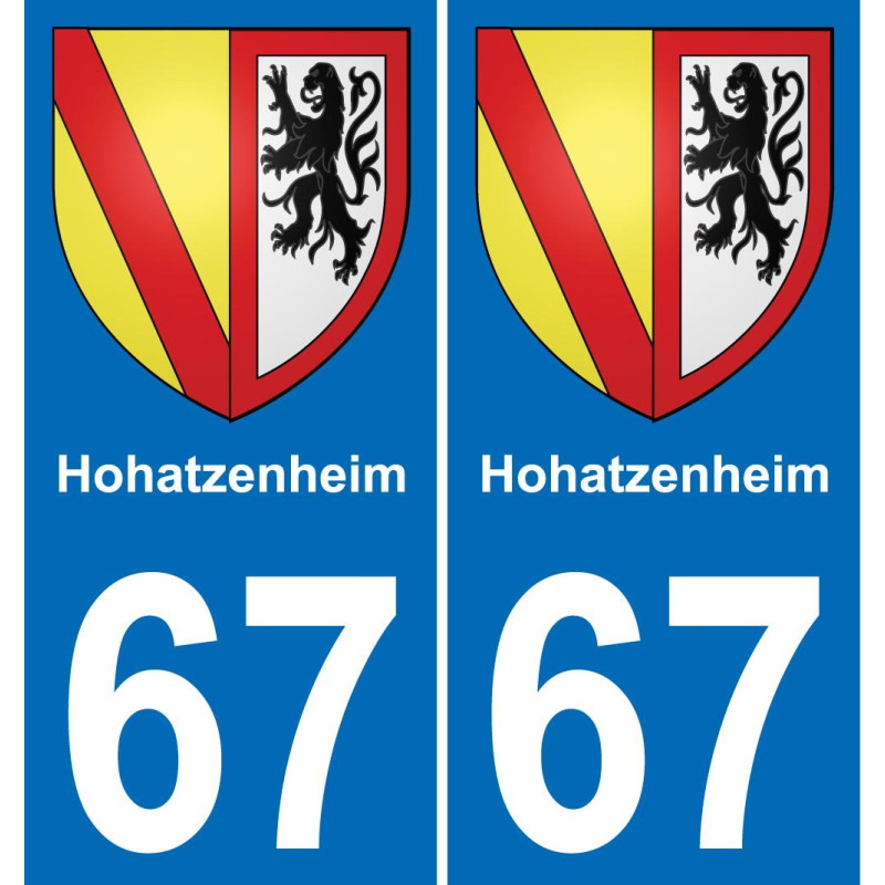 67 Hohatzenheim sticker plate registration city