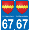 67 Hohfrankenheim autocollant sticker plaque immatriculation auto ville