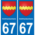 67 Hohfrankenheim placa etiqueta de registro de la ciudad