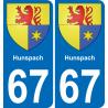 67 Hunspach -aufkleber plakette ez stadt